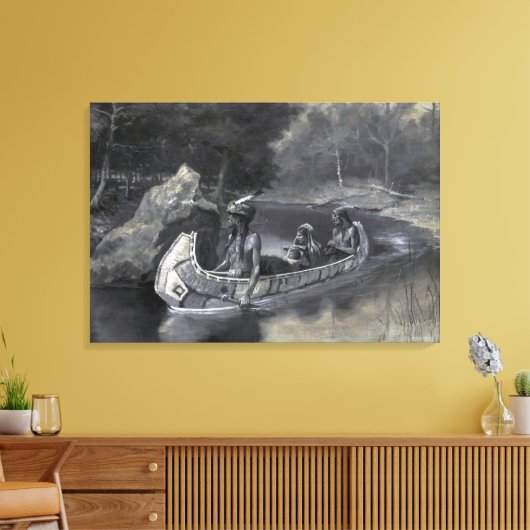 Het lied van Hiawatha: Indiaanse krijger en minnaa Canvas Afdruk (Insitu (Woonkamer))