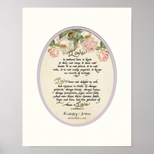 Het liefdeshoofdstuk, 1 Corinthians 13 Calligrafie Poster (Voorkant)