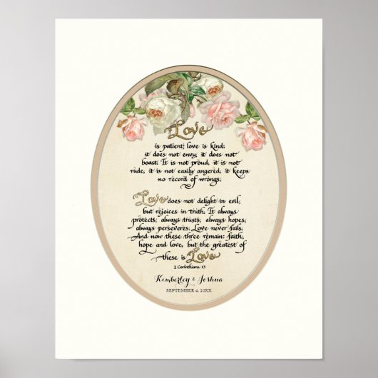 Het liefdeshoofdstuk, 1 Corinthians 13 Calligrafie Poster (Voorkant)