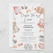 Het liefdesmeisje tweemaal roze Baby shower Kaart (Voorkant)