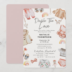 Het liefdesmeisje tweemaal roze Baby shower Kaart