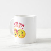 Het liefdesontwerp van de emoji-Valentijn met hart Koffiemok (Voorkant links)