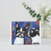 Het liefdesschilderij van Boston Terrier Briefkaart (Staand voorkant)