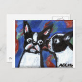 Het liefdesschilderij van Boston Terrier Briefkaart (Voorkant / Achterkant)