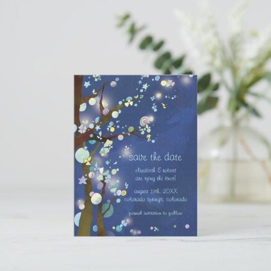 Het liefdevolle Nacht Blauwe Weddenschap sparen de Aankondigingskaart (Staand voorkant)