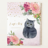 Het liefhebbende Kat Illustration Flowers Girl's d Planner (Achterkant)