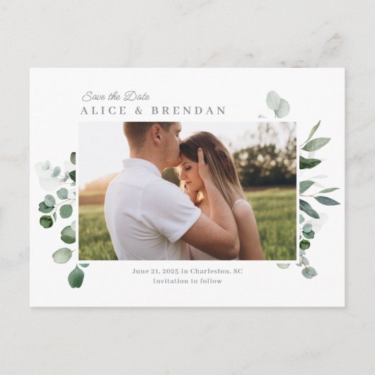 Het lieflijke Groenery Wedding sparen het Briefkaa Briefkaart (Voorkant)