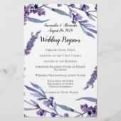Het liefst Lila Waterverf Elegant Wedding Programm (Voorkant)