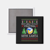 Het liefst volleybal met Santa Xmas Ugl Magneet (Voorkant / Achterkant)