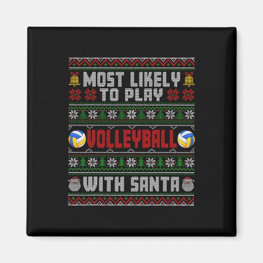 Het liefst volleybal met Santa Xmas Ugl Magneet (Voorkant)