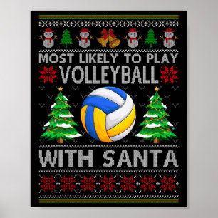 Het liefst volleybal met Santa Xmas Ugl Poster