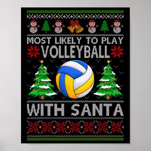 Het liefst volleybal met Santa Xmas Ugl Poster (Voorkant)