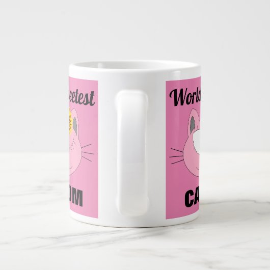 Het liefste CAT MOM-roze kat-gezicht van de wereld Grote Koffiekop (Achterkant)