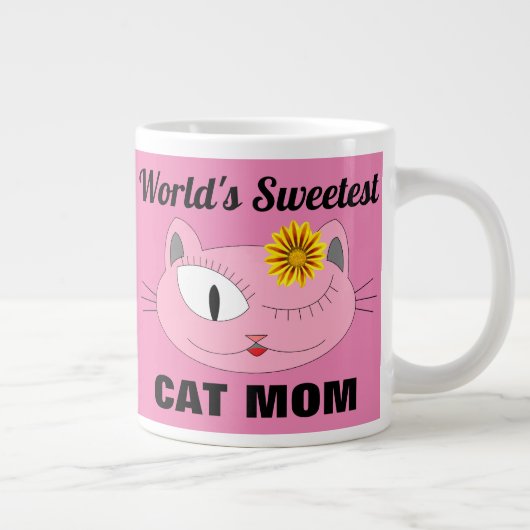Het liefste CAT MOM-roze kat-gezicht van de wereld Grote Koffiekop (Rechts)