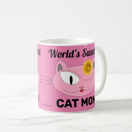 Het liefste CAT MOM-roze kat-gezicht van de wereld Koffiemok (Voorkant rechts)