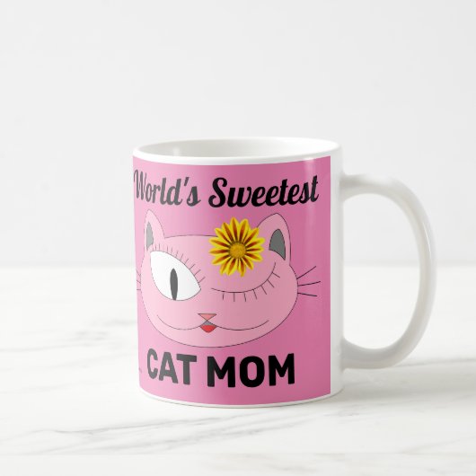 Het liefste CAT MOM-roze kat-gezicht van de wereld Koffiemok (Rechts)