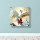 Het lieveheersbeestje en de witte adelaar: een ver canvas afdruk (Insitu (Houten vloer))