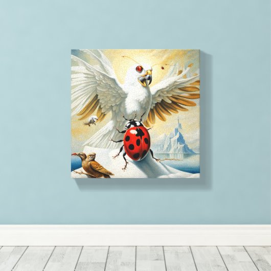 Het lieveheersbeestje en de witte adelaar: een ver canvas afdruk (Insitu (Houten vloer))