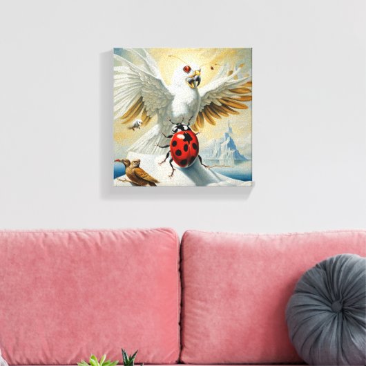 Het lieveheersbeestje en de witte adelaar: een ver canvas afdruk (Insitu (Woonkamer))