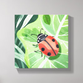 Het Lieveheersbeestje | Mooie Aquarel Schildering Canvas Afdruk