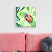 Het lieveheersbeestje | Waterverf schilderij Canvas Afdruk (Insitu (Woonkamer))