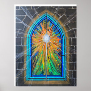 Het Light 3 Church Glas in lood-venster Poster