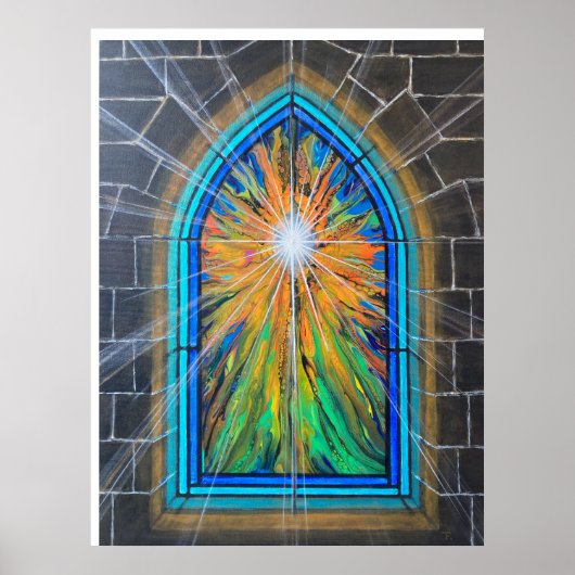Het Light 3 Church Glas in lood-venster Poster (Voorkant)