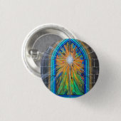 Het Light 3 Church Glas in lood-venster Ronde Button 3,2 Cm (Voorkant /achterkant)