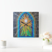 Het Light 3 Church Glas in lood-venster Vierkante Klok (Huis)