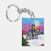 Het Light of Hope kerstfantasie-potloodkunstwerk Sleutelhanger (Voorkant Links)