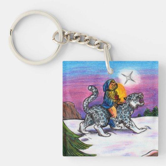 Het Light of Hope kerstfantasie-potloodkunstwerk Sleutelhanger (Voorkant)