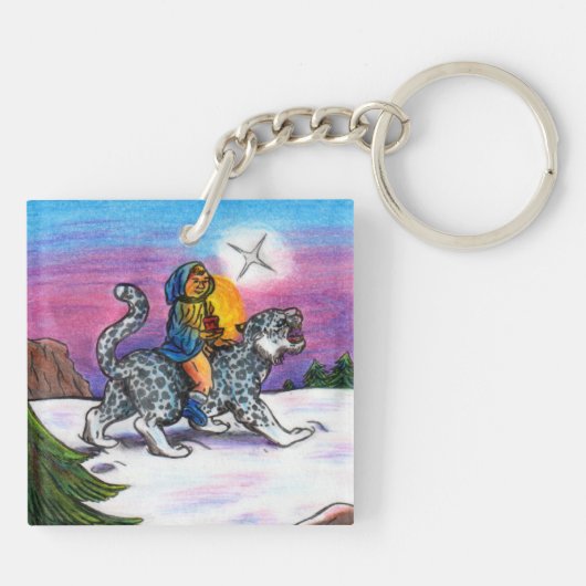 Het Light of Hope kerstfantasie-potloodkunstwerk Sleutelhanger (Achterkant)