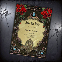 Het lijst heeft een weelderig design save the date