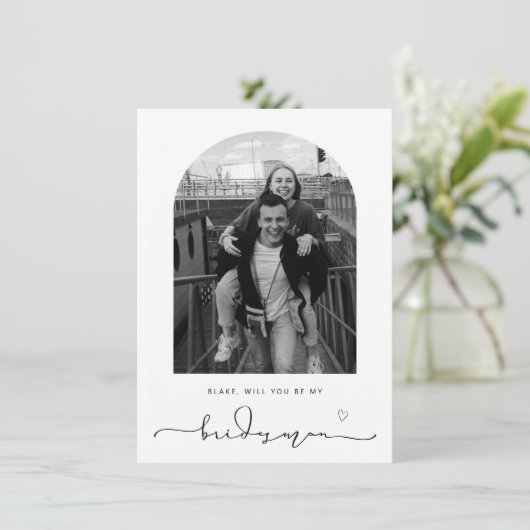 Het Lijst van Arch zal je mijn Bridesman Kaart zij (Staand voorkant)