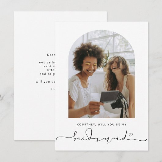 Het Lijst van Arch zal u mijn Bridesmaid- Kaart zi (Voorkant / Achterkant)