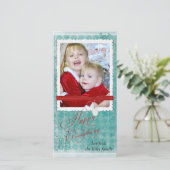 Het lijst van de de sneeuwvlokfoto van Kerstmis Feestdagenkaart (Staand voorkant)