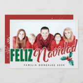 Het Lijst van de Foto van Navidad van Feliz Feestdagenkaart (Voorkant / Achterkant)