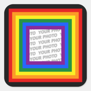 HET LIJST VAN DE VLAG VAN DE REGENBOOG + uw teken Vierkante Sticker