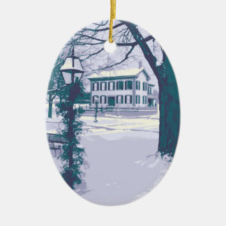 Het Lincoln-huis met Kerstmis Keramisch Ornament