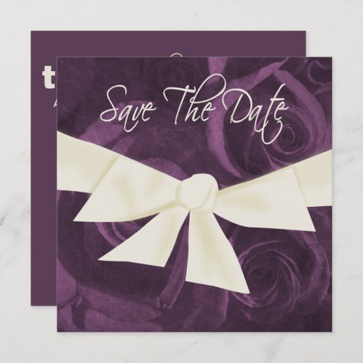 Het lint in Rozen sparen de Datum Save The Date (Voorkant / Achterkant)