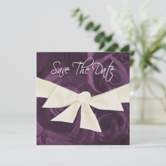 Het lint in Rozen sparen de Datum Save The Date (Staand voorkant)