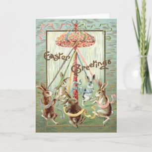 Het Lint van de Dans van Maypole van de paashaas Feestdagen Kaart