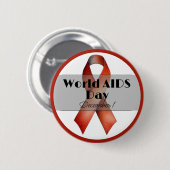 Het lint van de Wereldaidsdag in december Ronde Button 5,7 Cm (Voorkant /achterkant)