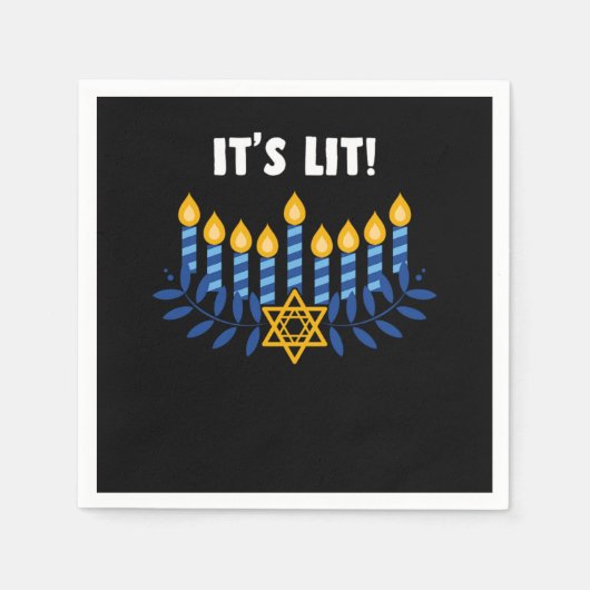 Het Lit Hanukkah Joods Festival Gift Servet (Voorkant)