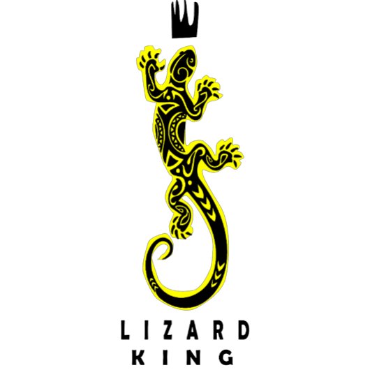 het "Lizard King Design" op T-shirt