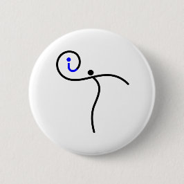het Logo, 01 zwart/blauw. Ronde Button 5,7 Cm