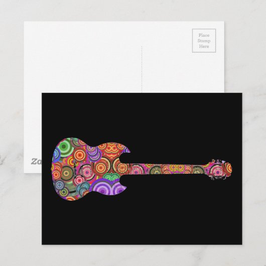 Het Logo van de Gitaar van de Cirkels van de pop Briefkaart (Voorkant / Achterkant)