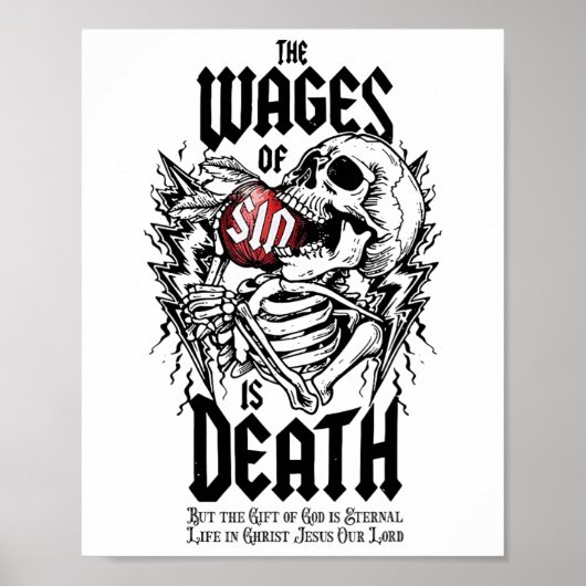 Het loon van de zonde is dood skelet poster (Voorkant)