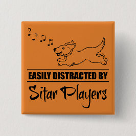 Het lopen Dog gemakkelijk verstoord door Sitar Spe Vierkante Button 5,1 Cm