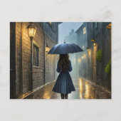 Het lopen in de regen briefkaart (Voorkant)